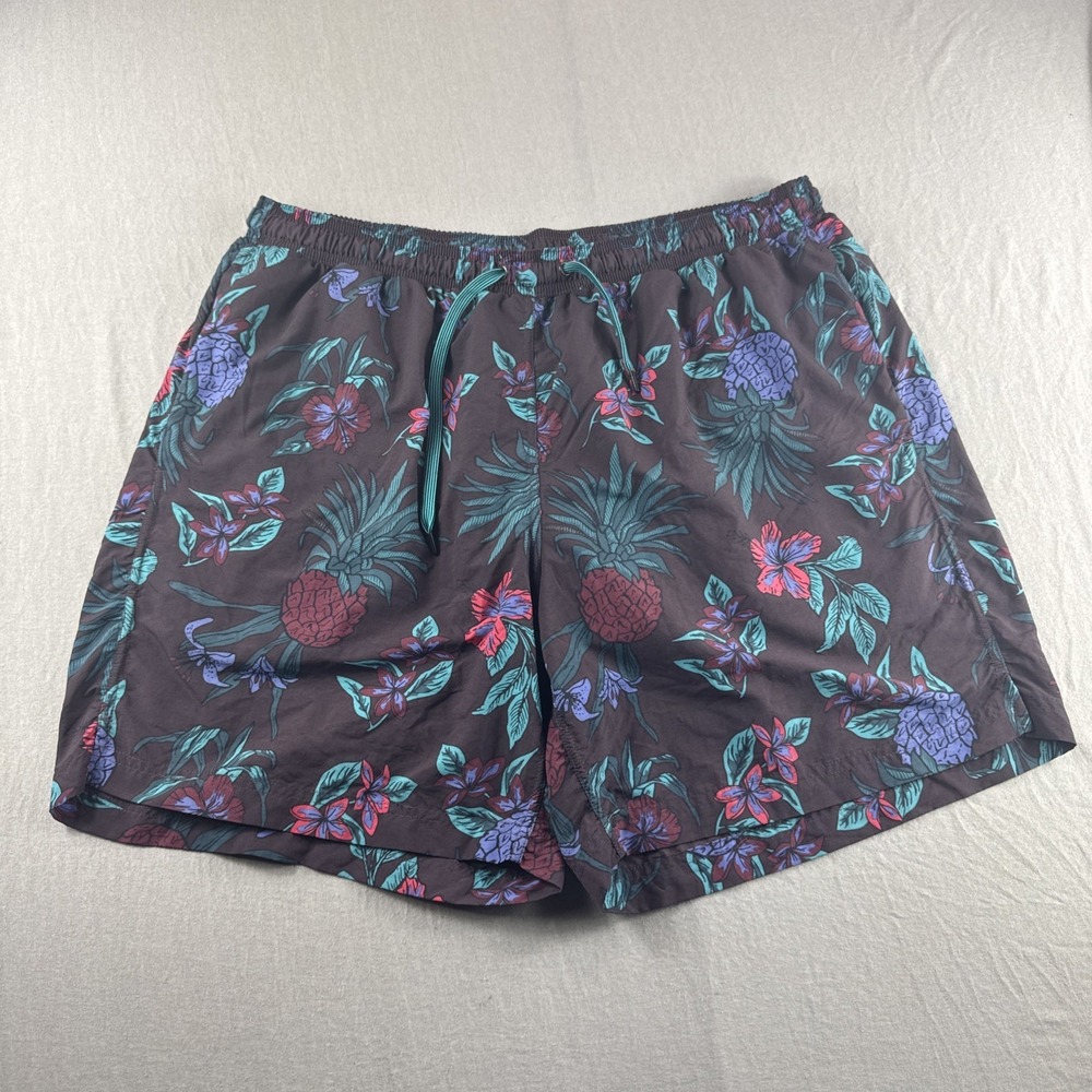 Saxx Cannonball 2N1 Swim Trunks Mens XXL Floral Lined Ballpark Pouch Shorts Red